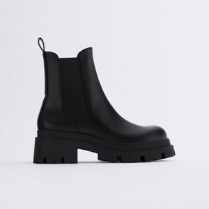 Zara Low Heel Lug Sole Ankle Boot